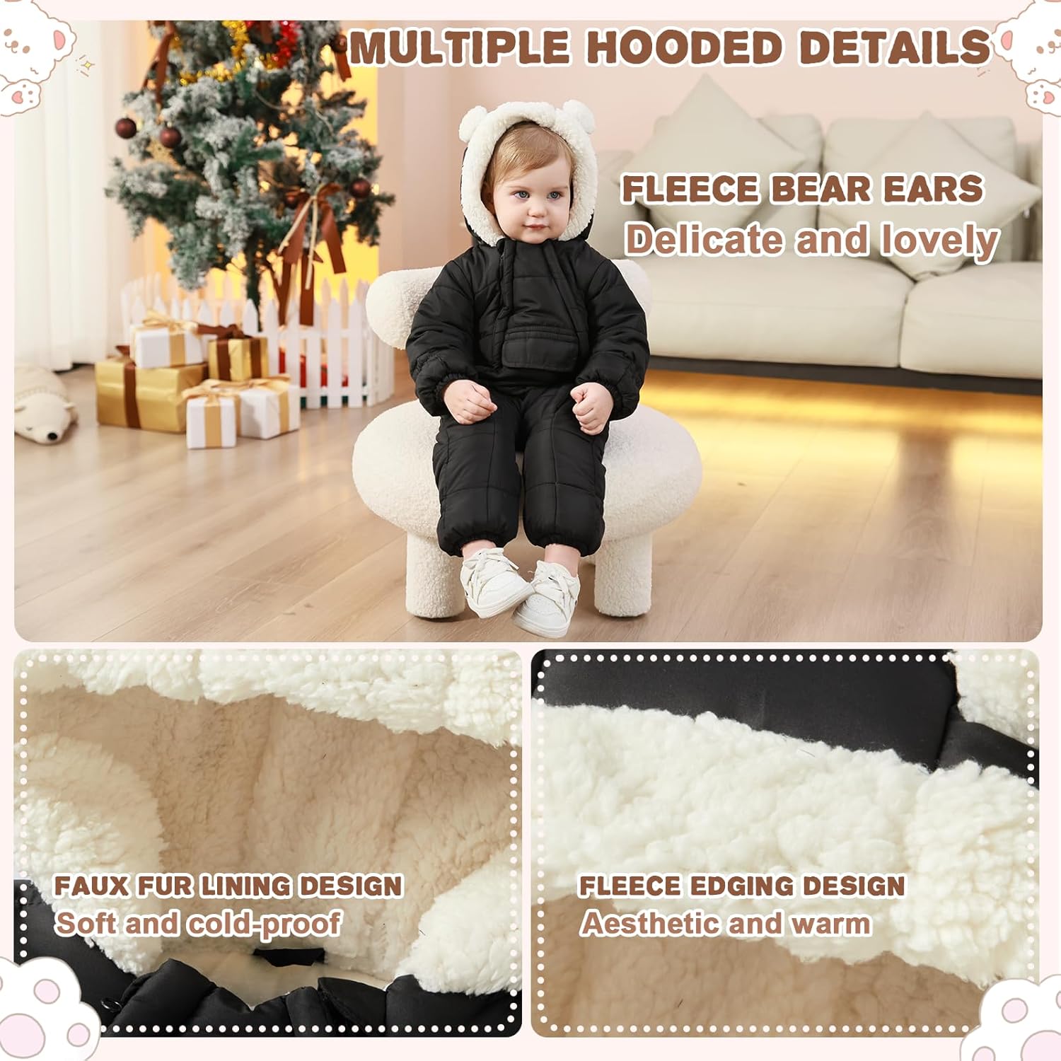 Baby Girls Boys Snowsuit Newborn Winter Clothes Jumpsuit Romper Infant Hooded Fleece Coat Jacket Outwear - Image 4
