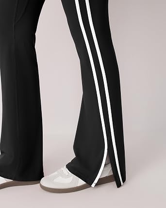 MOOSLOVER Women Flare Leggings Side Stripe Split Bell Bottom Track Pants