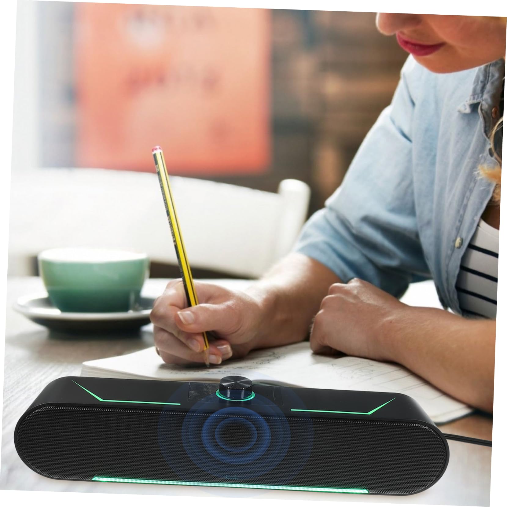 SHINEOFI Soundbar da Tavolo per Smartphone e Tablet, Altoparlante per Computer in Plastica Nera, Design Verticale Compatto Audio Stabile per Casa e Desktop
