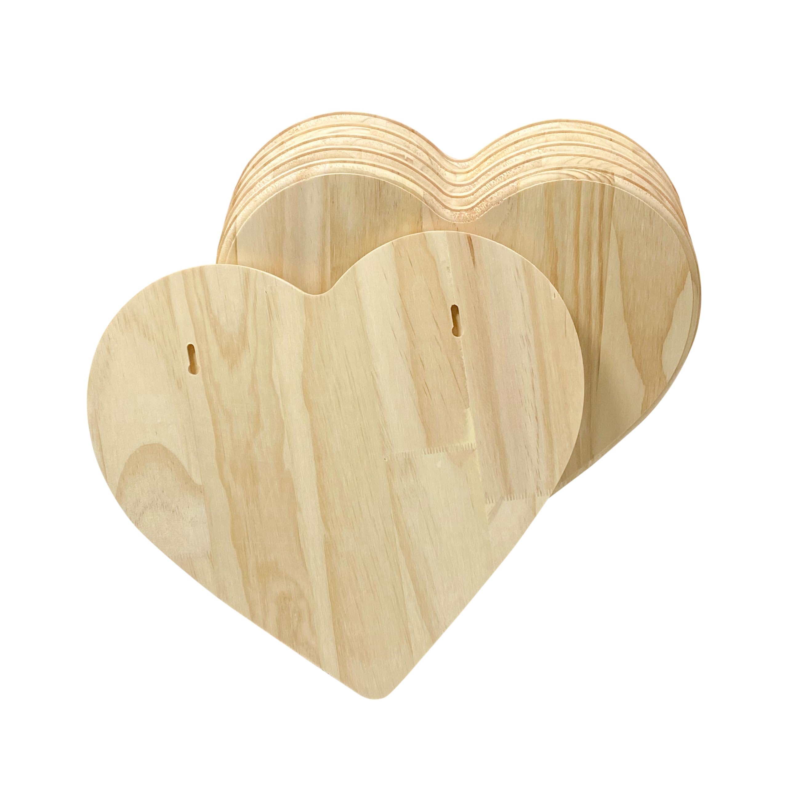 Herzförmige Holzleinwand, 33 x 30,5 cm, 1,4 cm dick, unlackiertes Holzschild, großes Naturholz, Herzschilder für Wanddekoration, 6 Stück