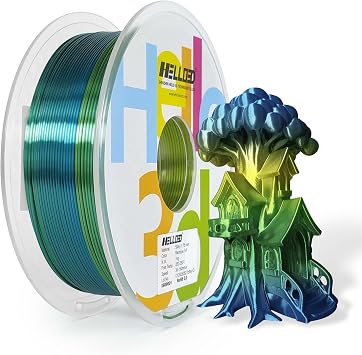 HELLO3D 3D Printer Silk Rinbow Filament, 1KG Spool 1.75mm PLA Gradient 3D Printing Filament,Dimensional Accuracy +/- 0.03mm, Fit Most FDM Printer 1KG Spool, Ivy