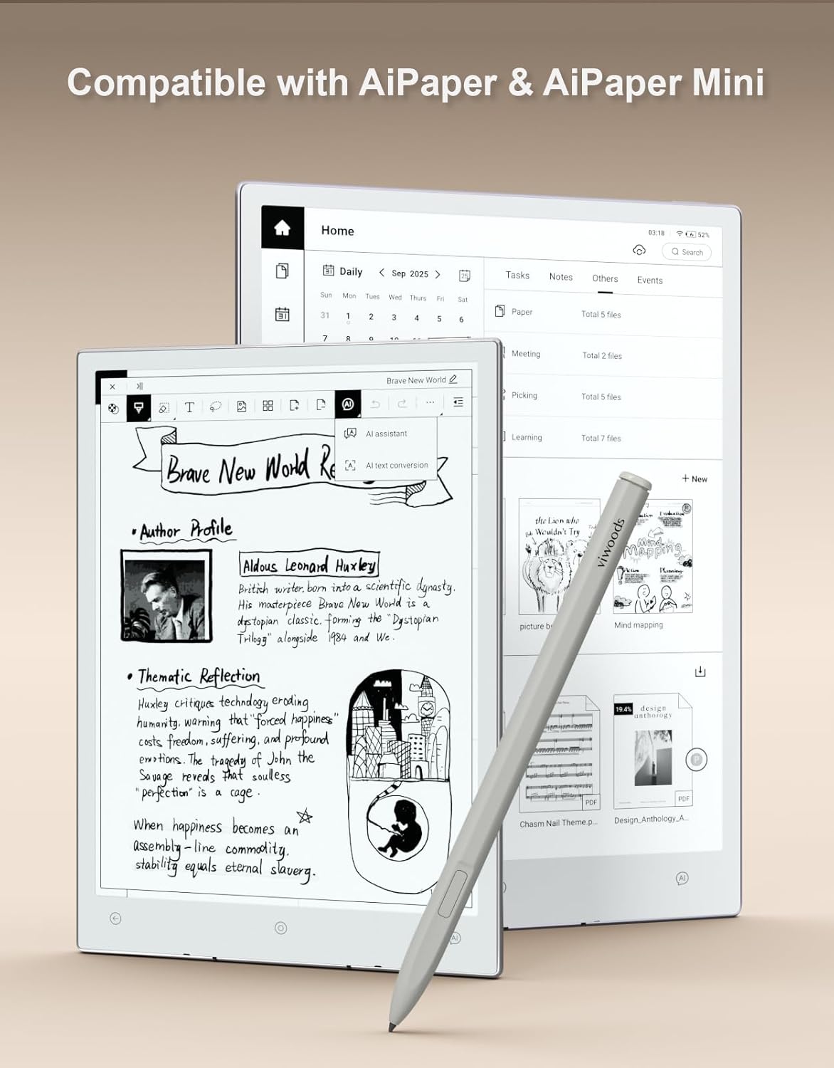 Upgraded W2 Stylus Pro with 5 Spare nibs, Advanced Stylus Pen with 0.5mm Ultra-Fine Tip, 960Hz High Reporting Rate, Linear Pressure Sensitivity