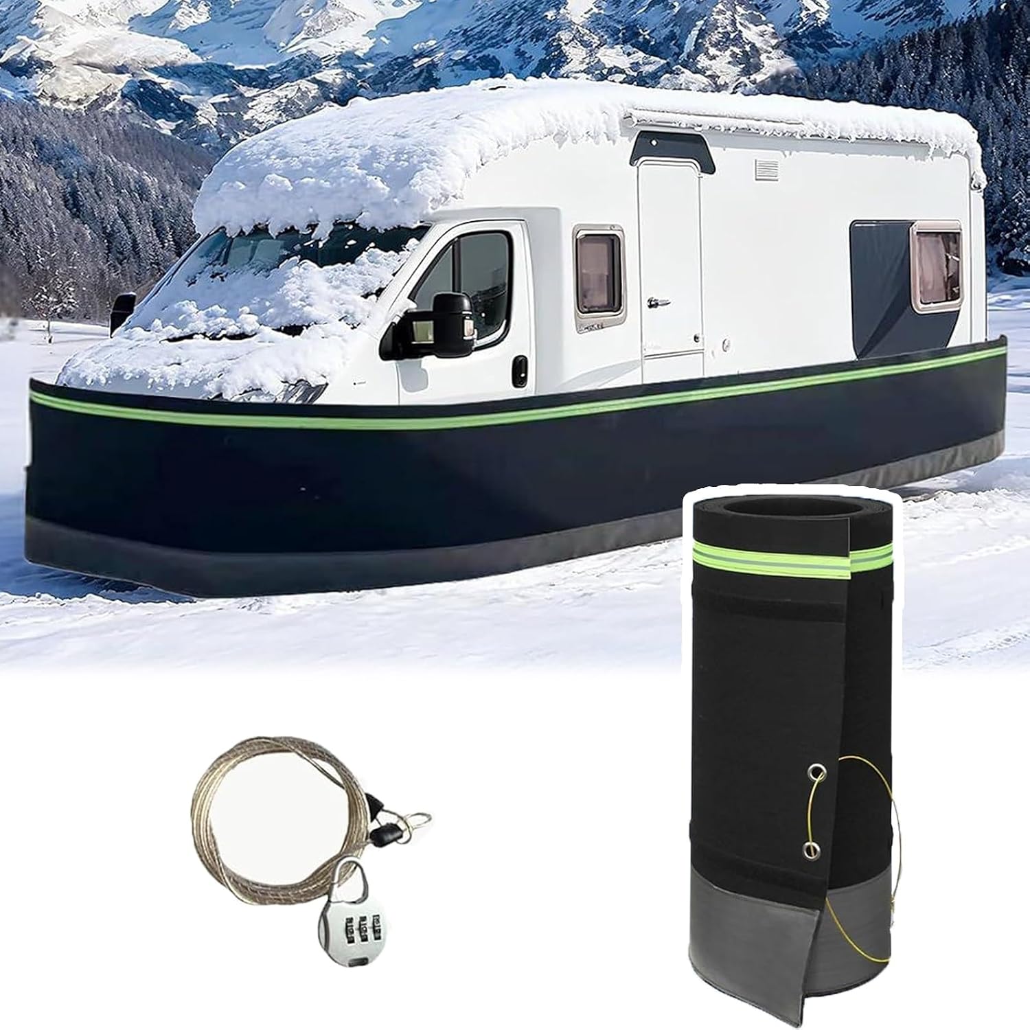Camper Skirting for Winter, 2.6ft High Red Heavy Duty Insulated RV Skirt with Stainless Steel Mesh & Lock for Travel Trailer 5th Wheel 91ft/28mLength Wind and Snow Proof, DIY Cut Installation