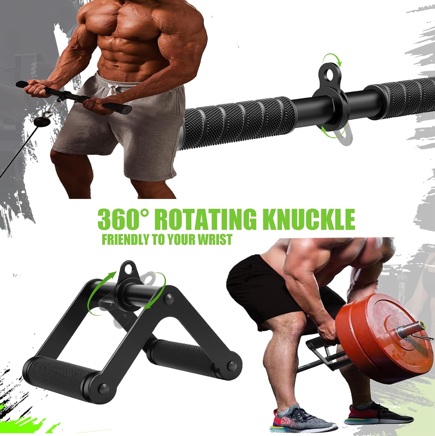 Cable Machine Attachment，LAT Pulldown Attachments Upgraded 1.3 Inch Comfort Grip Cable Attachments for Gym, Triceps Rope Bar,V Bar ,Double D Bar,Homr Gym Accessories