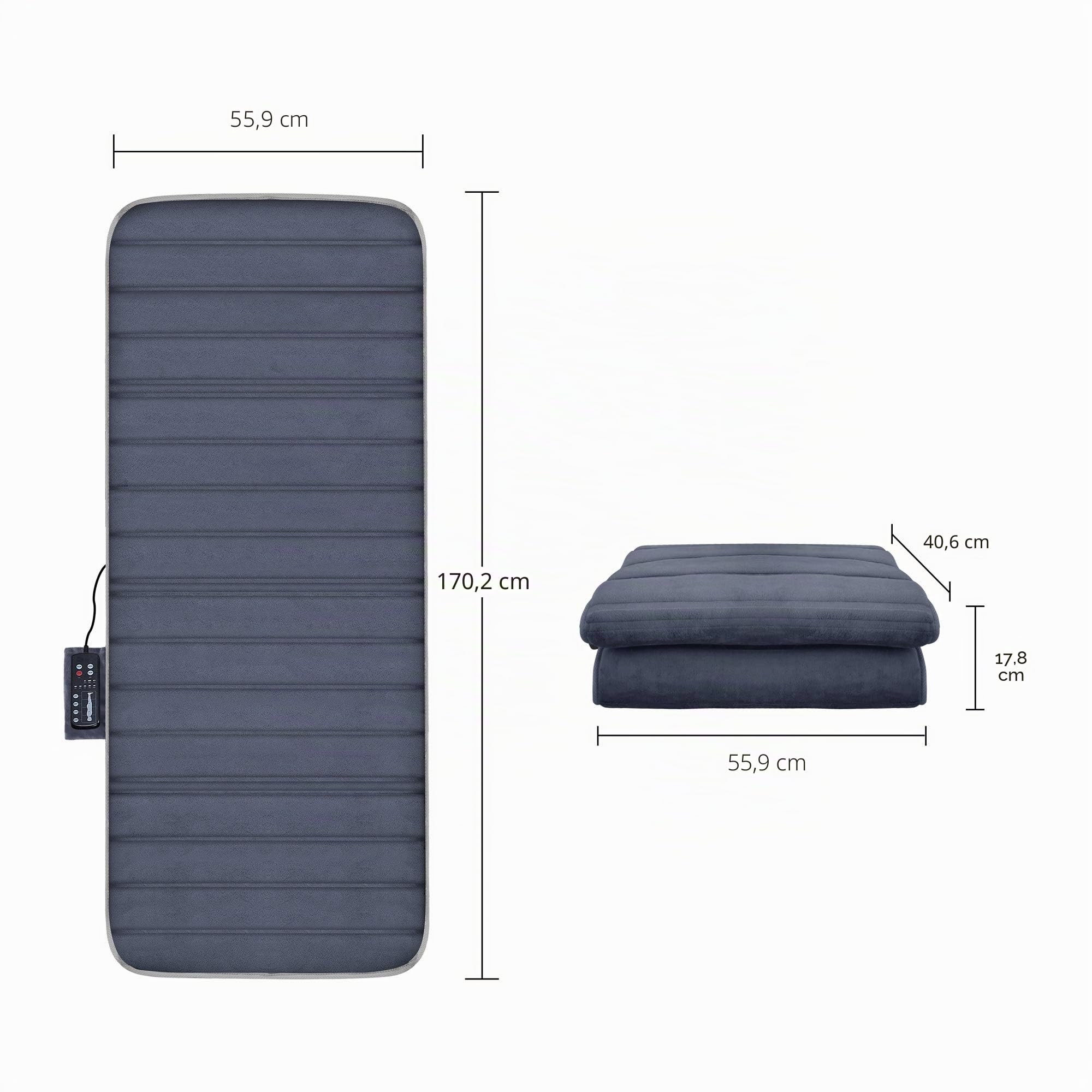 COMFIER Elektrische Massagematte mit Wärmefunktion zur Ganzkörpermassage, Vibrationsmassagematte mit 10 Motoren, 2 Therapieheizkissen, 5 Massage-Modi und 3 Vibrationsstärken, Geschenk