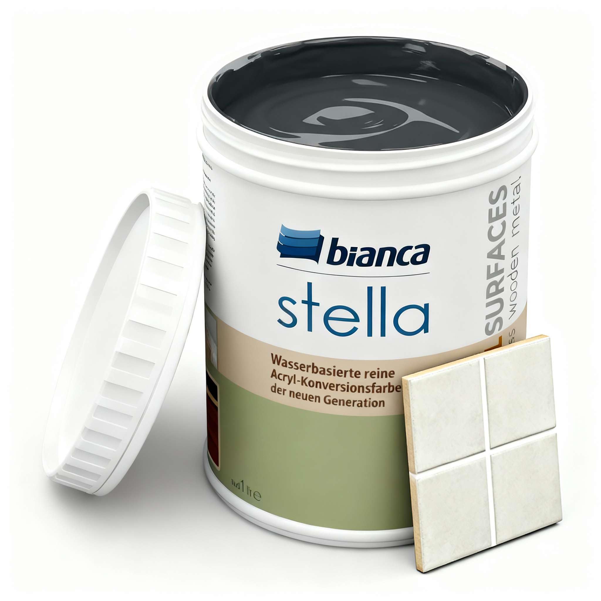 Bianca Stella Fliesenfarbe Ohne Schleifen - Wasserbasierter Parfümierter Fliesenlack für Badezimmer, Küche, Bodenfliesen, Wandfliesen - Anthrazit, Glänzend, Kratzfest, Hochdeckend, 1000ml