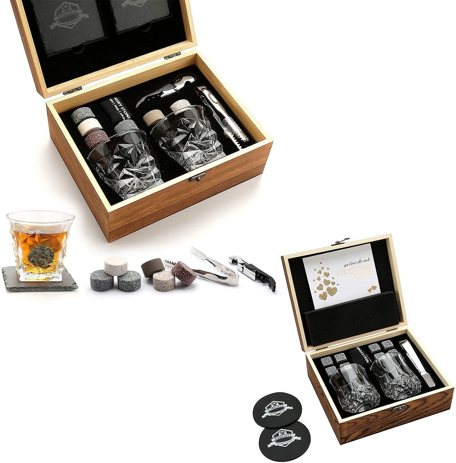 Whiskey Glasses and Stones Large Whisky Stones Rocks Glass with Slate Table