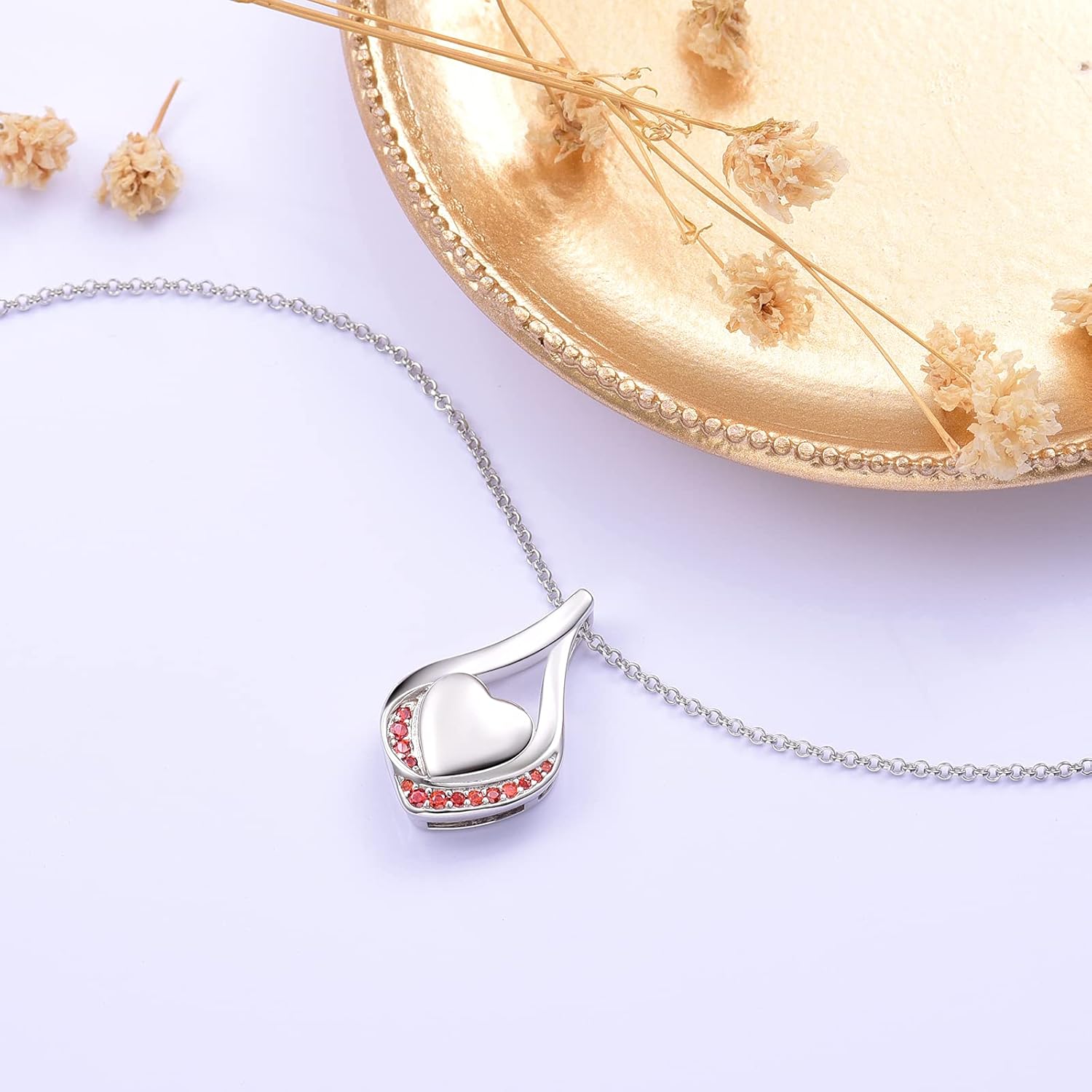 Cremation Jewelry 925 Sterling Silver Teardrop Urn Necklace for Ashes Heart Shape Memorial Keepsake Pendant for Human Ashes for Women Gift - Image 3