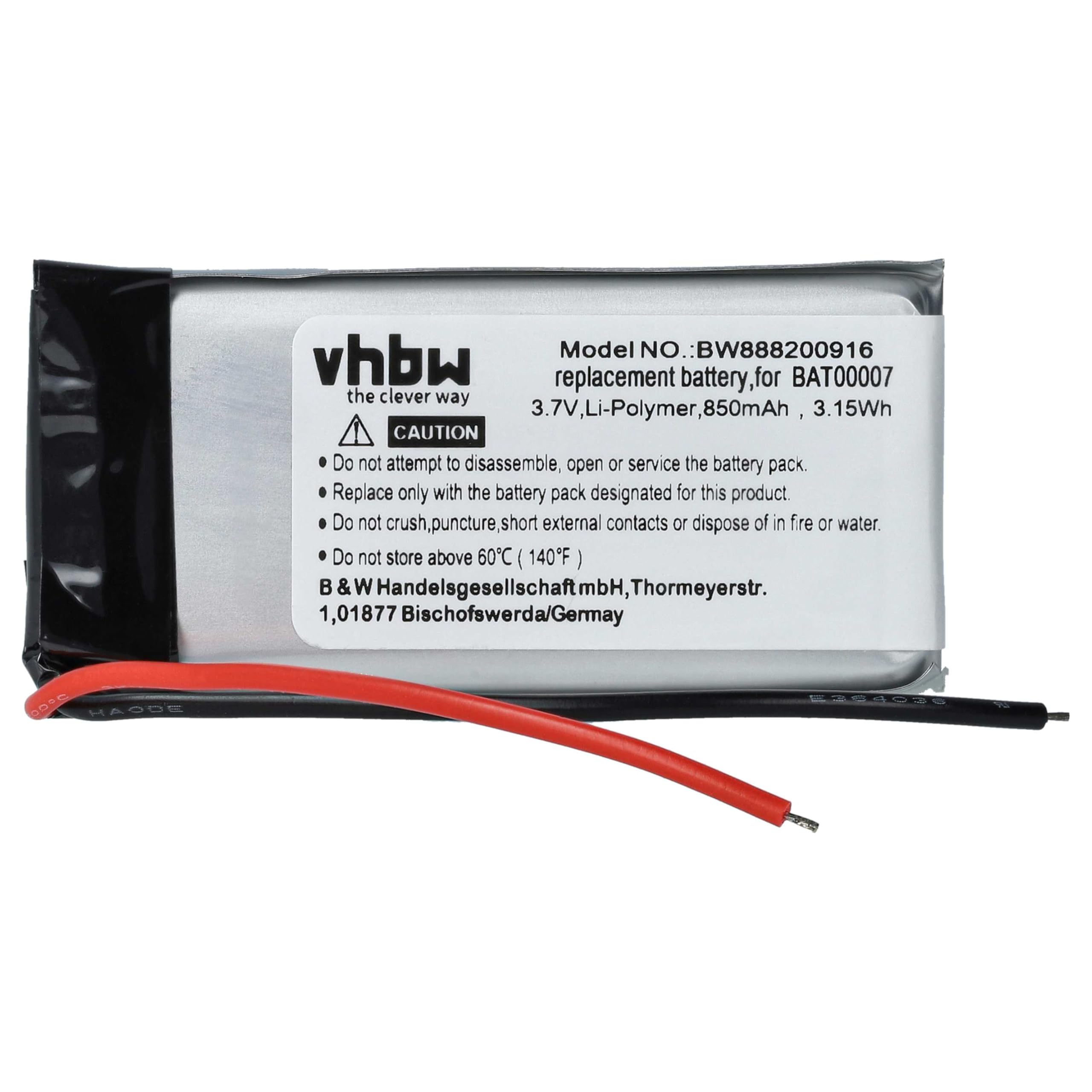 Batteria Ricambio Vhbw Per Cuffie Cardo Scala Rider Freecom 2 - 400mAh, 3.7V Li-Poly (Sostituisce H452050)