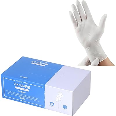 [by Amazon] ニトリル 手袋 ホワイト パウダーフリー Lサイズ 200枚 食品衛生法適合 使い捨て グローブ