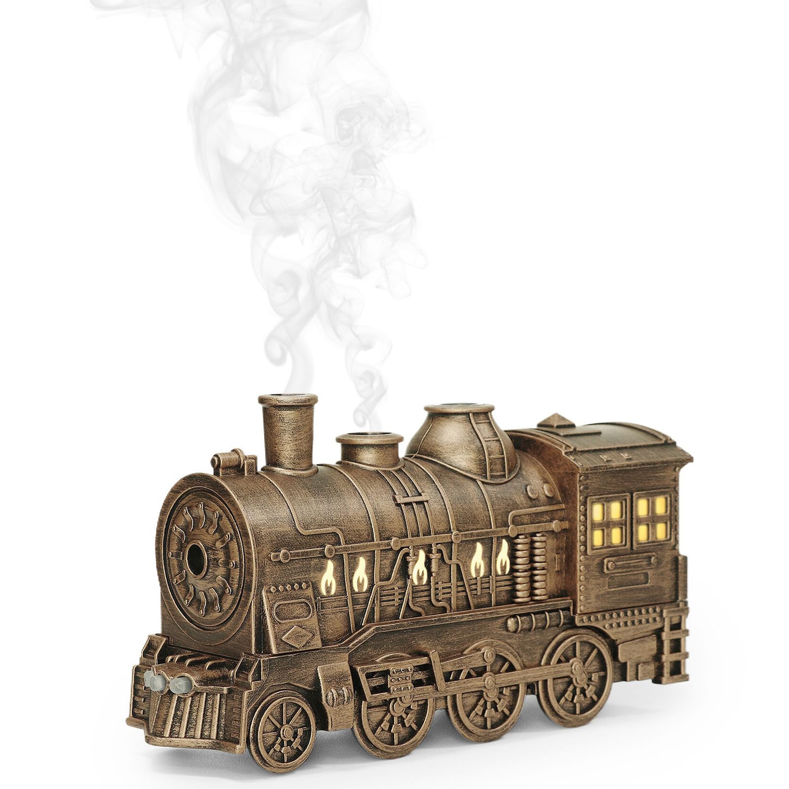 Umidificatore a treno da 300 ml, diffusore di oli essenziali, nebbia fredda | Diffusore a vapore vintage con luce notturna, timer 2/8 ore, doppia nebbia per camera da letto e ufficio