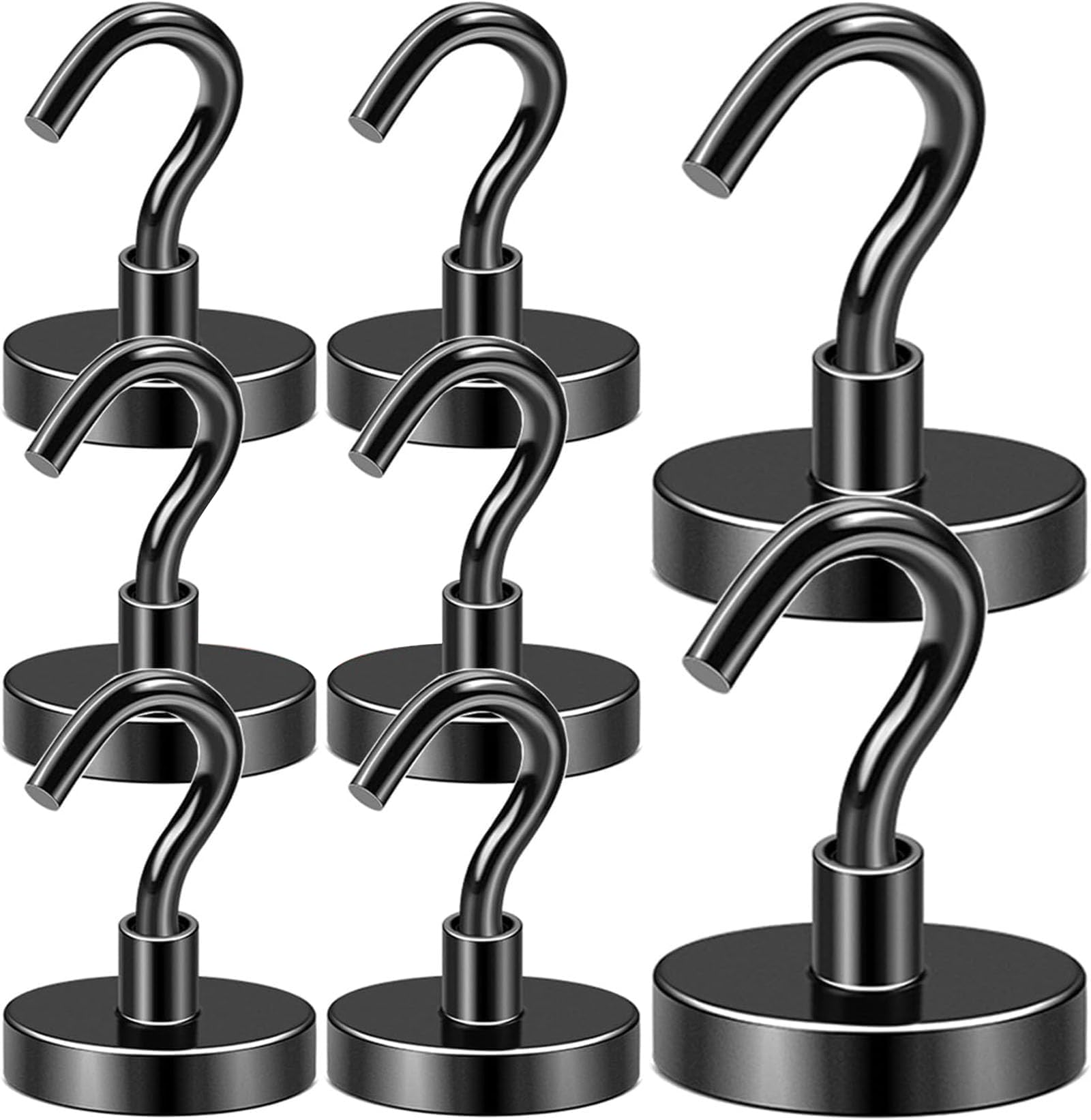 DIYMAG Magnetic Hooks,170lbs Heavy Duty Magnets with Hook Black 8 Pack | Rare Earth N52 2026 Cruise Cabin Ship Essentials for Fridge Hanging Classroom