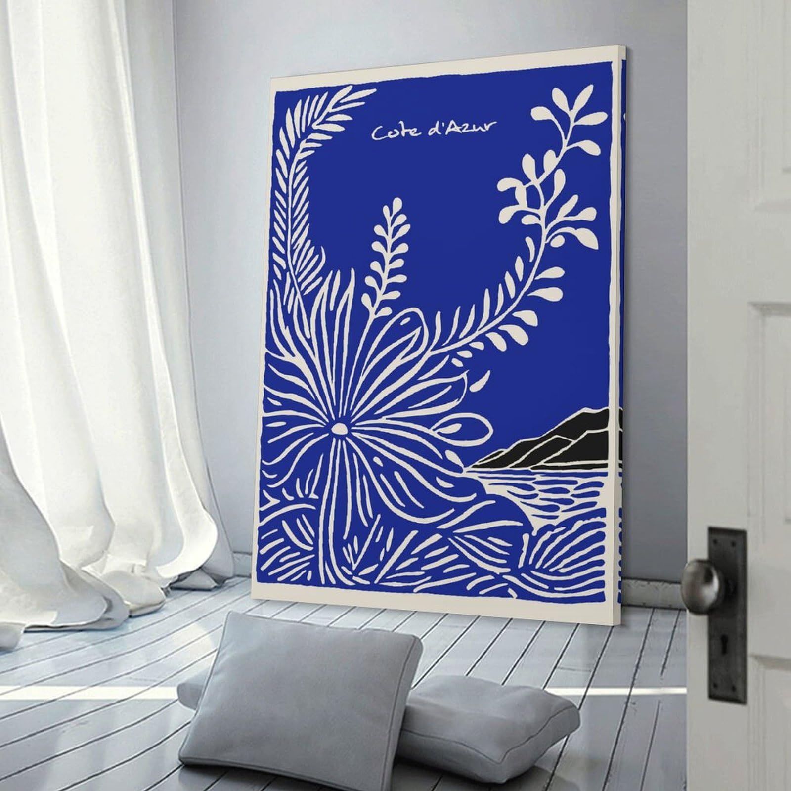 Junmoney Côte DAzur Floral Landscape Art Home Decor Wall Art 24x36inch(60x90cm), for Small Homes, Bedrooms Or Open Spaces, An Easy Choice for New Home Styling