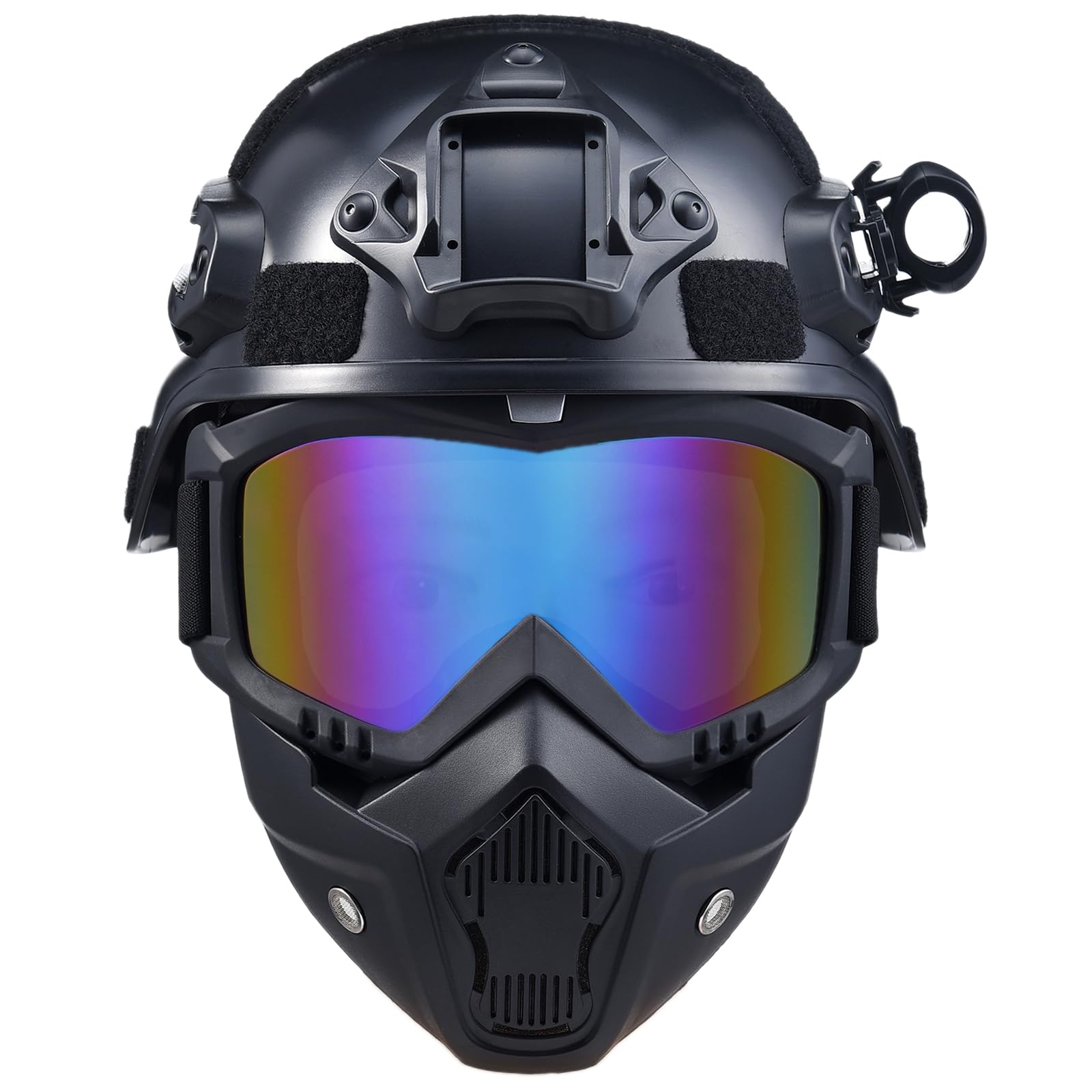 Airsoft Helmet Mask, Paintball Helmet Mask,Full Face Tactical Helmet Mask,Detachable Adjustable Military Tactical Helmet Mask (AH-Colorful Lens)