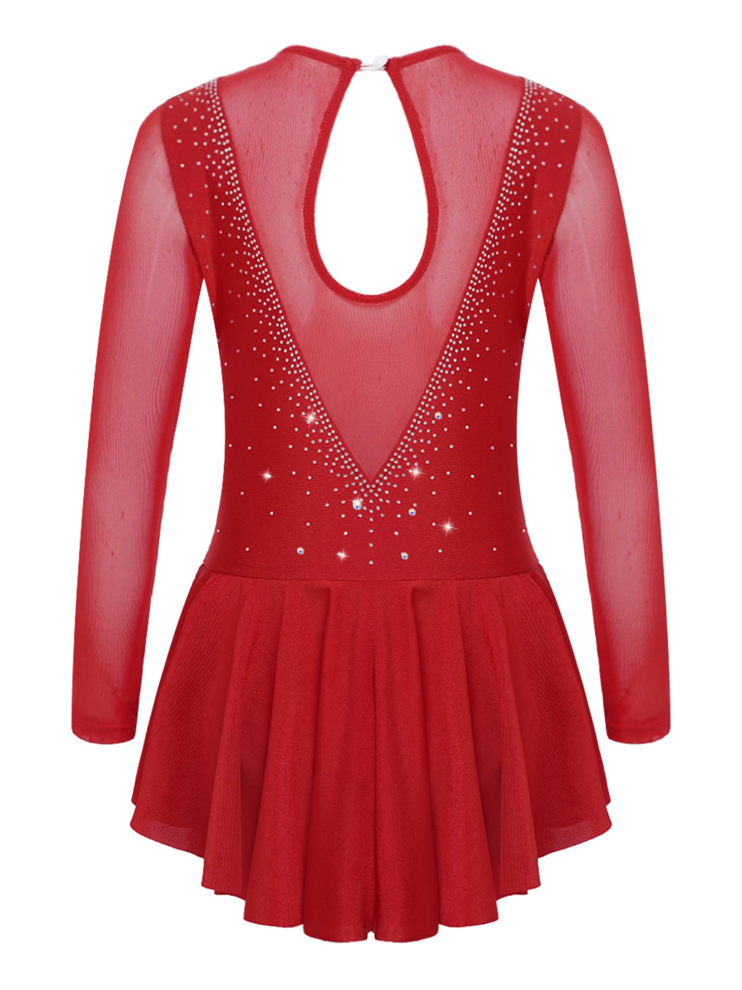 Freebily Vestido de Danza Patinaje sobre Hielo para Niña Leotardo de Manga Larga Maillot de Gimnasia Rítmica Competición Vestido de Bailarina Ballet — view 3