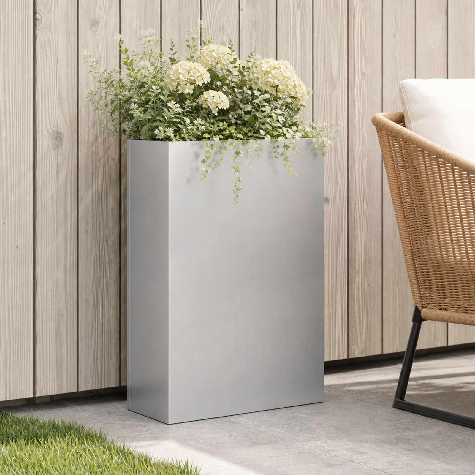 Genérico Macetero de Jardín Plateado 40 x 20 x 75 cm Acero Galvanizado,Casa y jardín,Maceteros y jardineras,6.3 kg-8005438