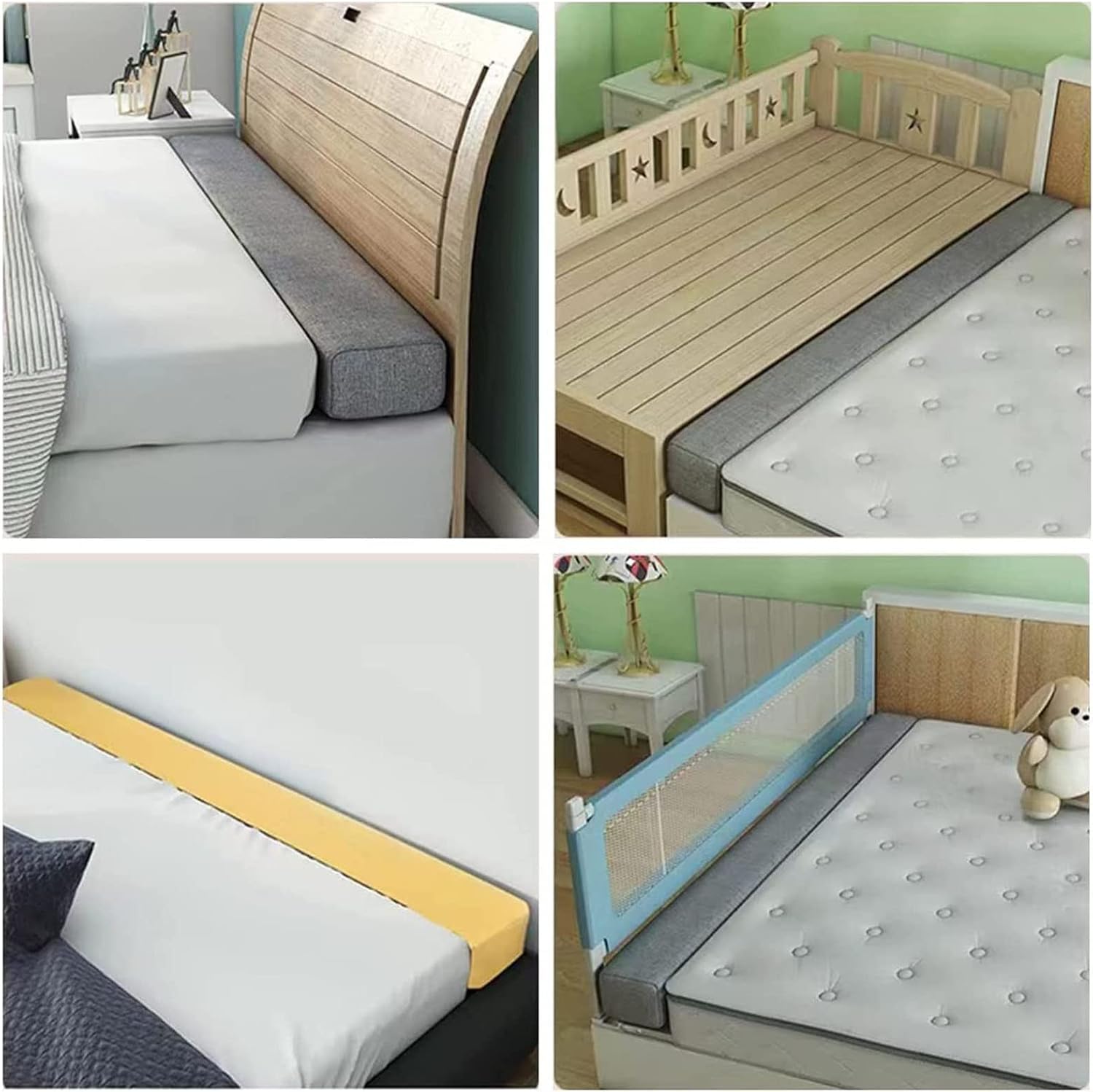 EFELIM Linen Bed Gap Filler for Queen King Full Size Bed, Rectangle Mattress Extender Thicken Sponge Headboard Pillow Gap Filler Bolster for Bed Sofa (Light Gray,47X4X4'')