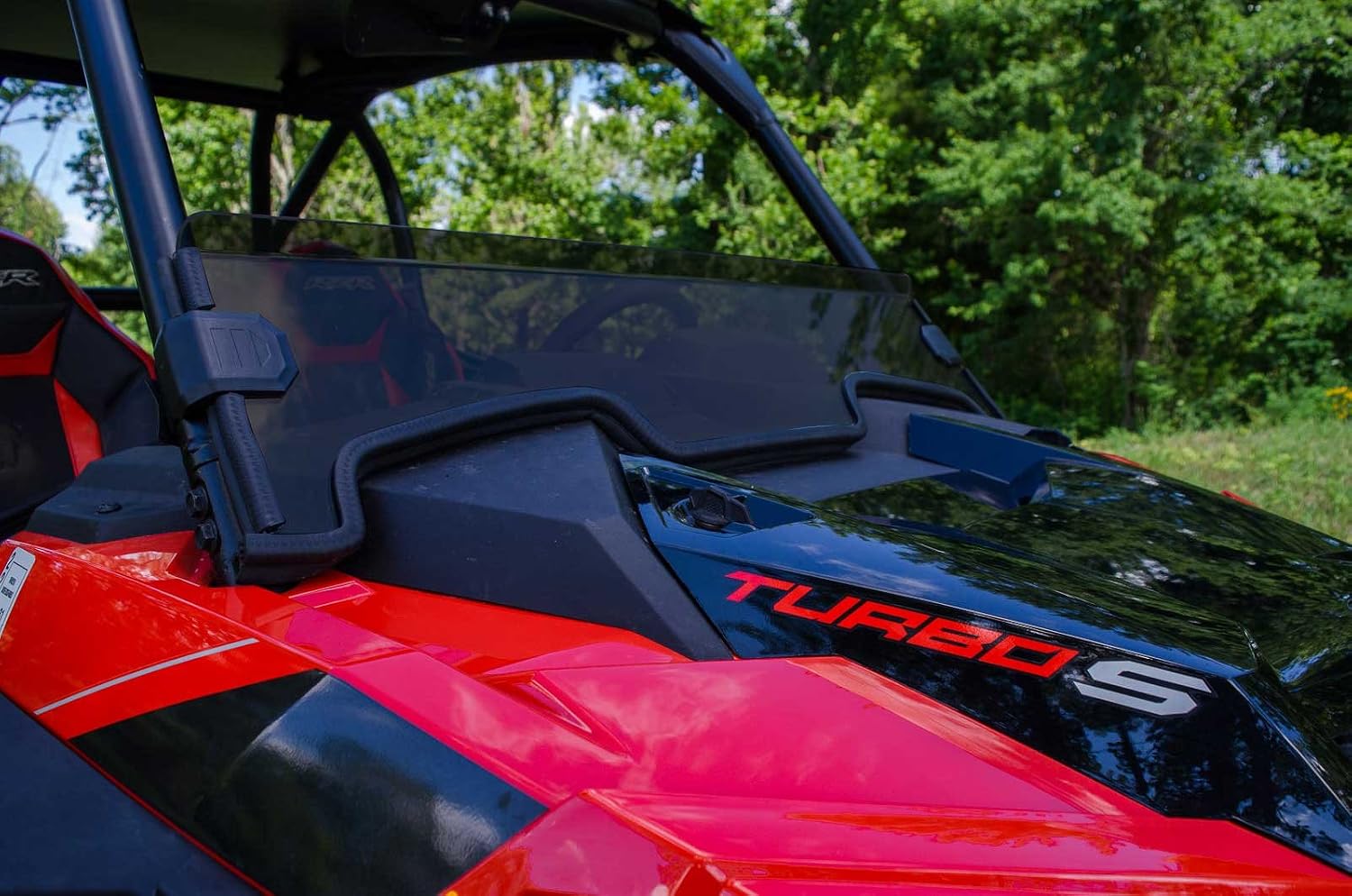 SuperATV Heavy-Duty Half Windshield for 2018+ Polaris RZR XP Turbo S | 2019+ XP 4 Turbo S | Snug, Rattle-free Fit | 1/4" Thick Dark Tint Polycarbonate 250 Times Stronger Than Glass | USA Made