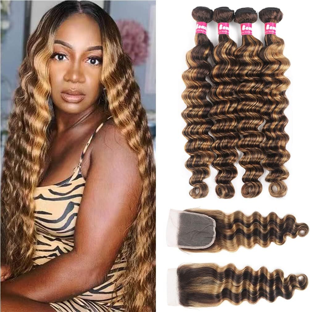Reddish Brown Loose Deep Bundles with Closure (18 20 22
