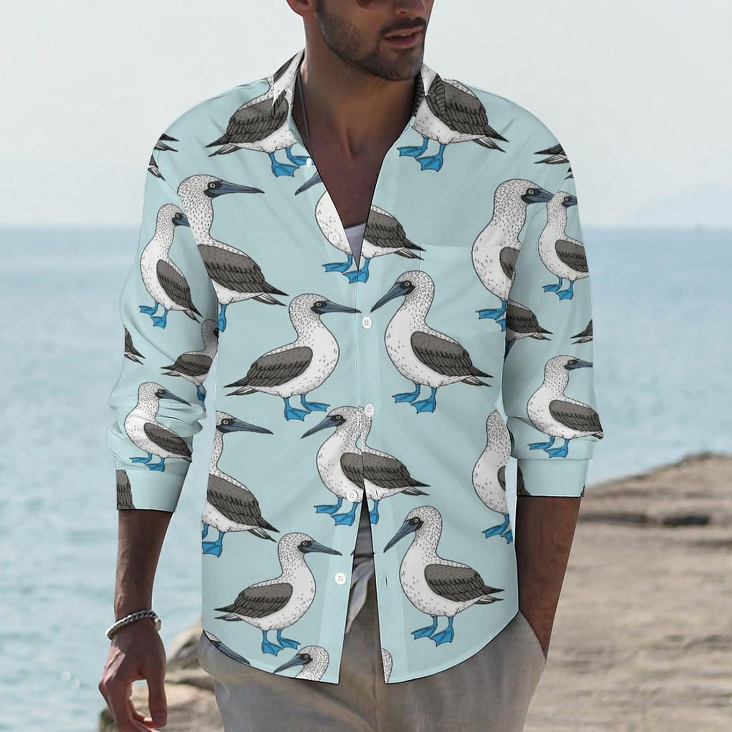 Men's Casual Button Down Shirts Lapel Pocket Long Sleeve Shirt Regular Fit