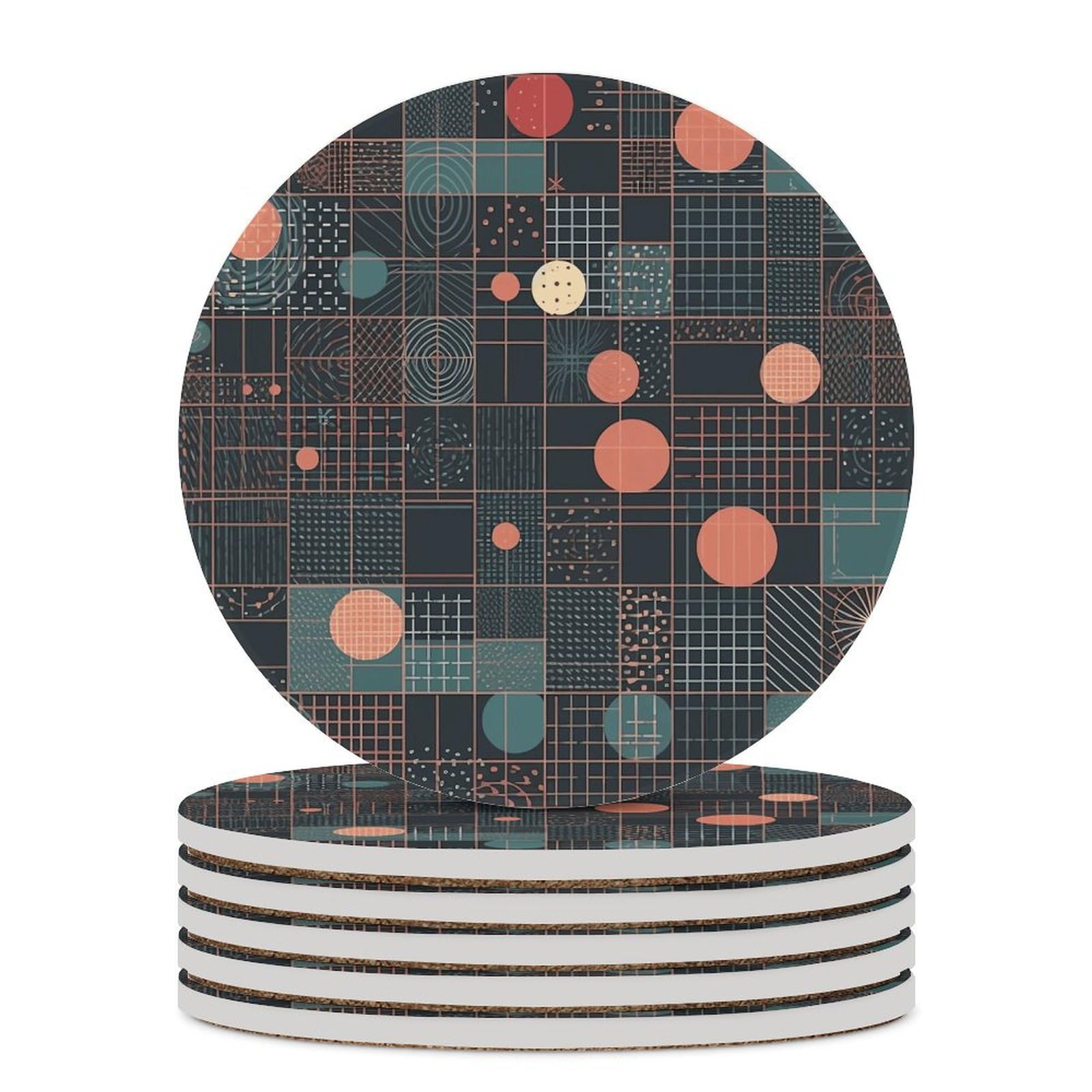 Dessous de verre en céramique lot de 6 carrés et ronds pour table basse