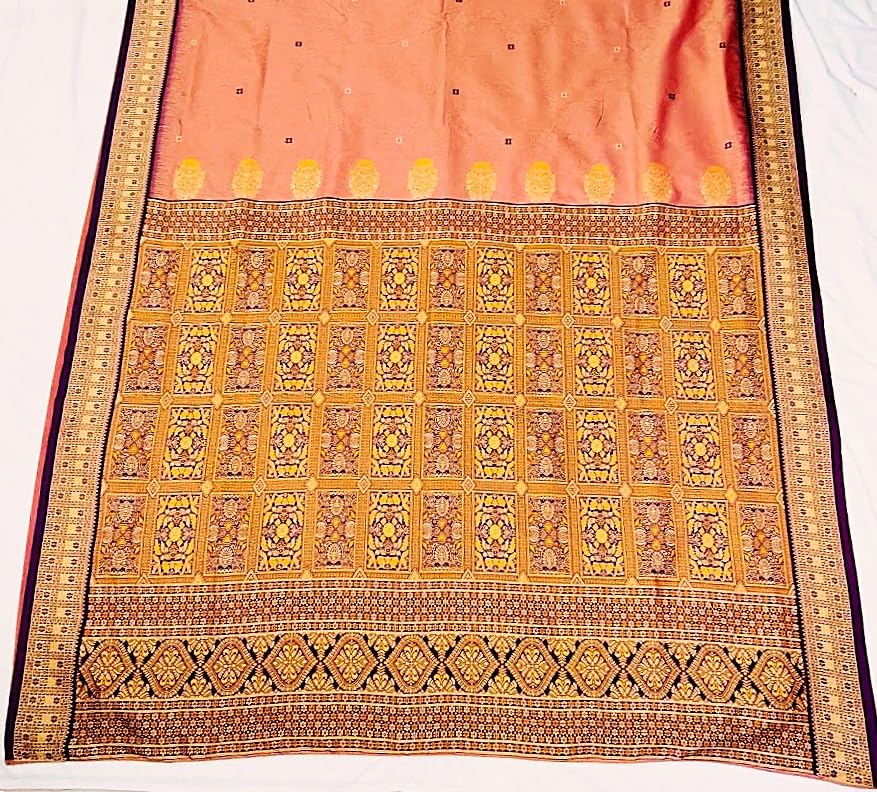 Generic purple bomkai silk saree in katan silk – image 5