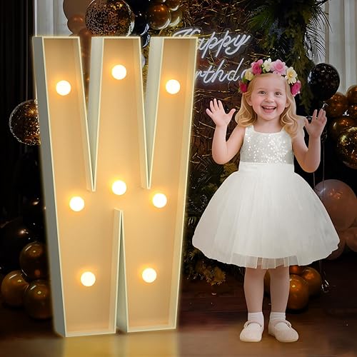 Miniatura 104 de Mixifox Letras V de marquesina de 3 pies, letras grandes iluminadas de 3 pies de alto con luces, letra de bebé grande para baby shower, boda