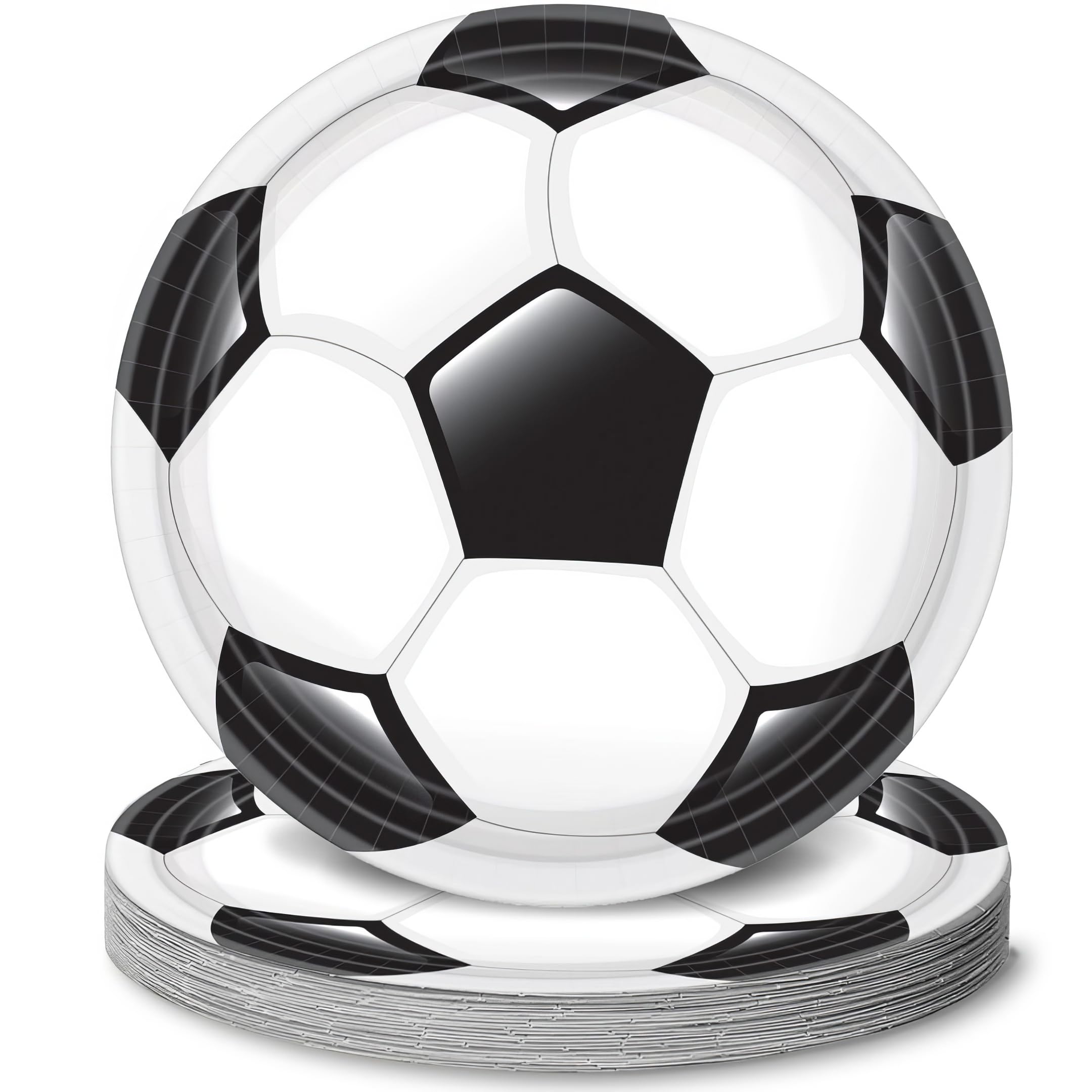 amscan Corner Kick, piatti rotondi bianchi e neri (26,7 cm), confezione da 20, ideali per feste, picnic ed eventi di gioco
