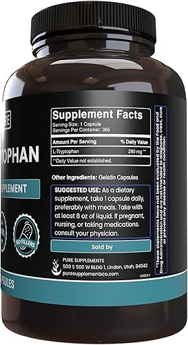 Miniatura 9 de Pure Original Ingredients L-triptófano, (100 cápsulas) siempre puro, sin aditivos ni rellenos, verificado por laboratorio