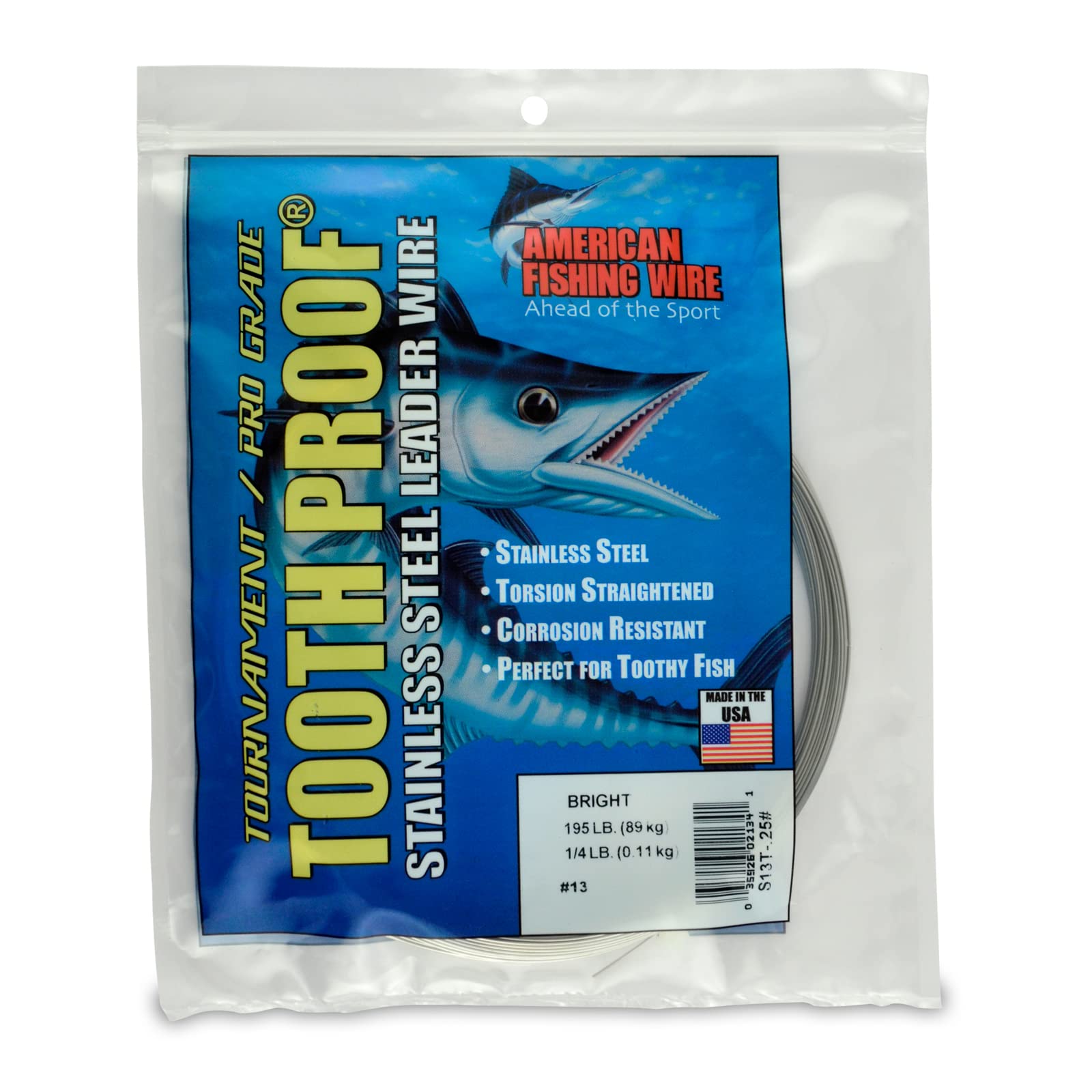 AFW Tooth Proof Fishing Wire Single Strand Leader, Bright and Camo