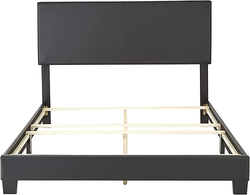 Miniatura 91 de Boyd Sleep Milan - Marco de cama de lino negro con plataforma totalmente tapizada con cabecero ajustable, base o somier calificado para su uso Negro