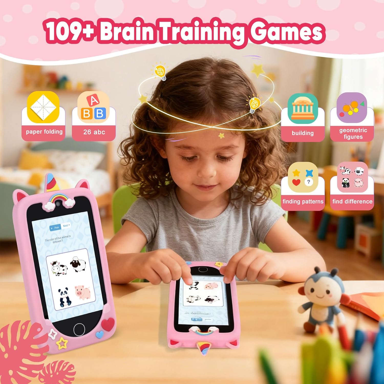 Kids Smart Phone for Boys & Girls, 3.97" Touchscreen Learning Toddler Toy Phone with Dual Camera, 200+ STEM Games, Music Player, Ideal Educational Gifts for Ages 3-10 Christmas, Birthday, Travel