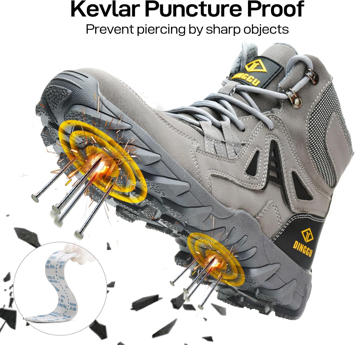 Steel Toe Boots for Men Safety Work Boots Comfortable，Indestructible Industrial & Construction Shoes Mens Composite Toe Boots - Image 5