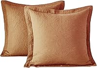 Vista 44 de WINLIFE - Funda de almohada acolchada 100 % de algodón con estampado floral (Estándar, Naranja Quemado)