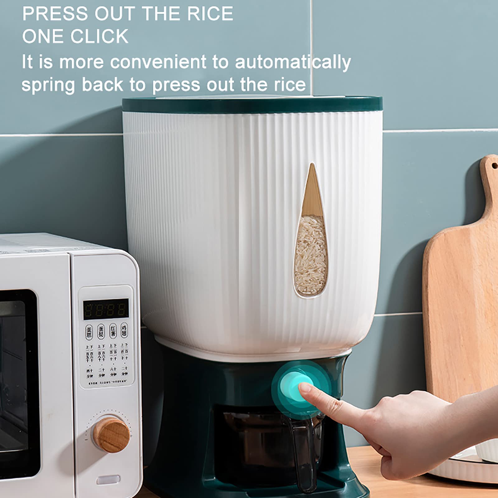 Contenedor de Almacenamiento de Arroz, Contenedor de Grano Sellado Grande de 10 Kg, Dispensador de Alimentos Secos, Cubo Dispensador de Cereales Doméstico a Prueba de Humedad para Cocina Maíz de Soj