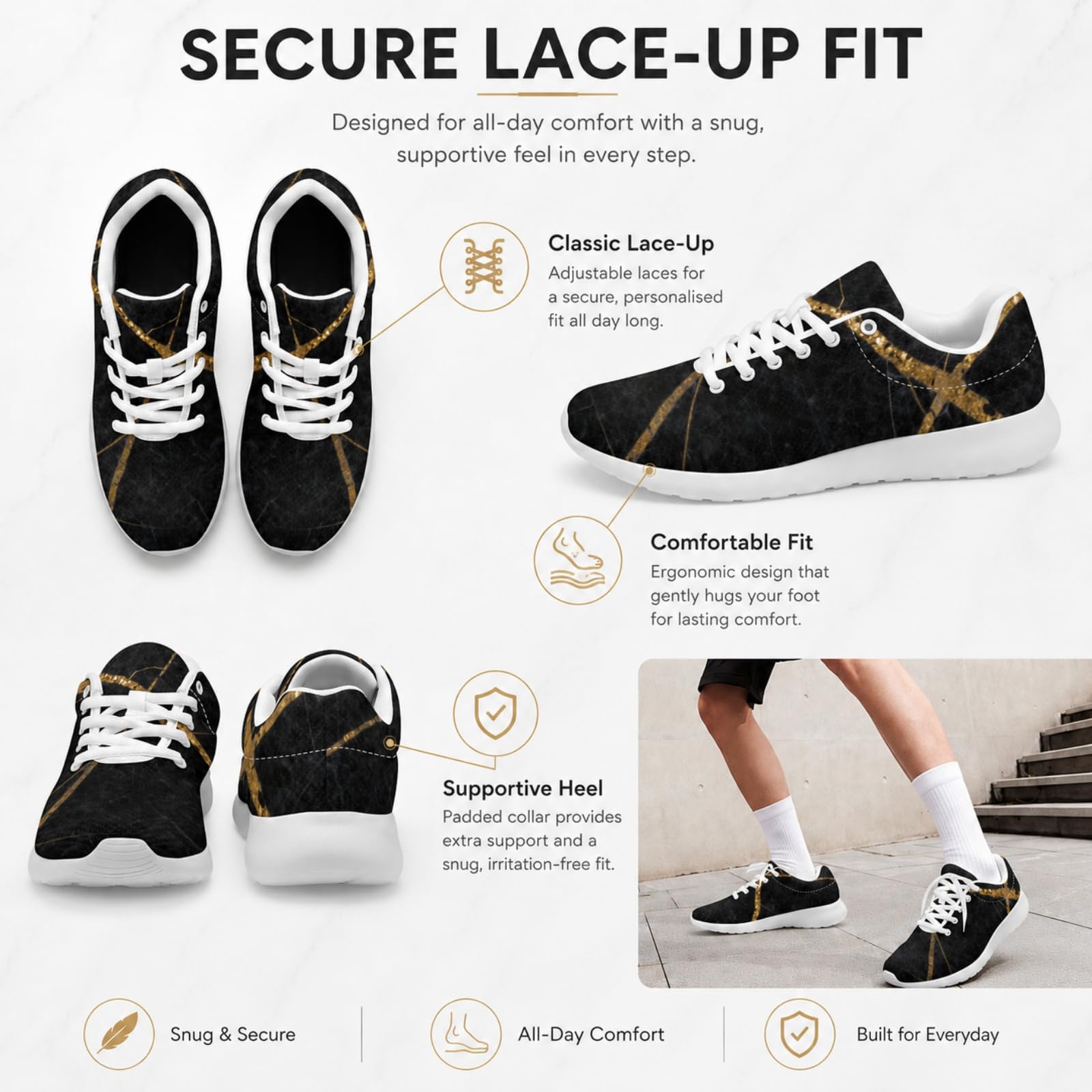 ENEN Scarpe da Ginnastica Uomo Donna | Traspiranti Mesh Leggere Sneaker Scarpe Sportive Antiscivolo con Stringhe per Running, Camminata, Palestra e Tempo Libero