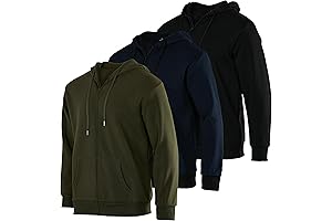 3 Pack of Mens Fleece Long Sleeve Full Zip Up Hoodies -...