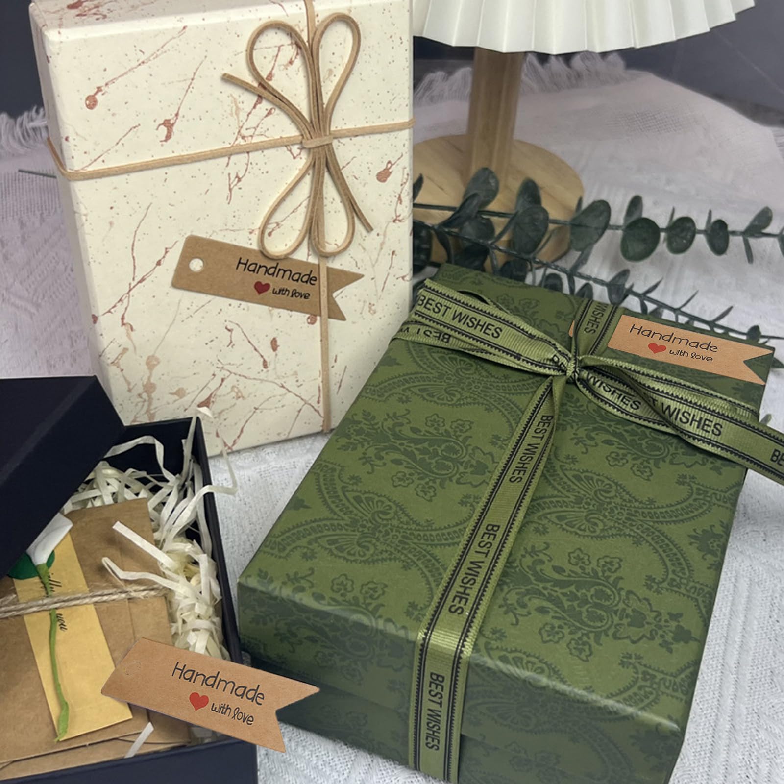 100 Etichette Regalo In Carta Kraft - 7x2 Cm, Con 20m Spago, Per Matrimoni, Compleanni E Natale - Foto 4