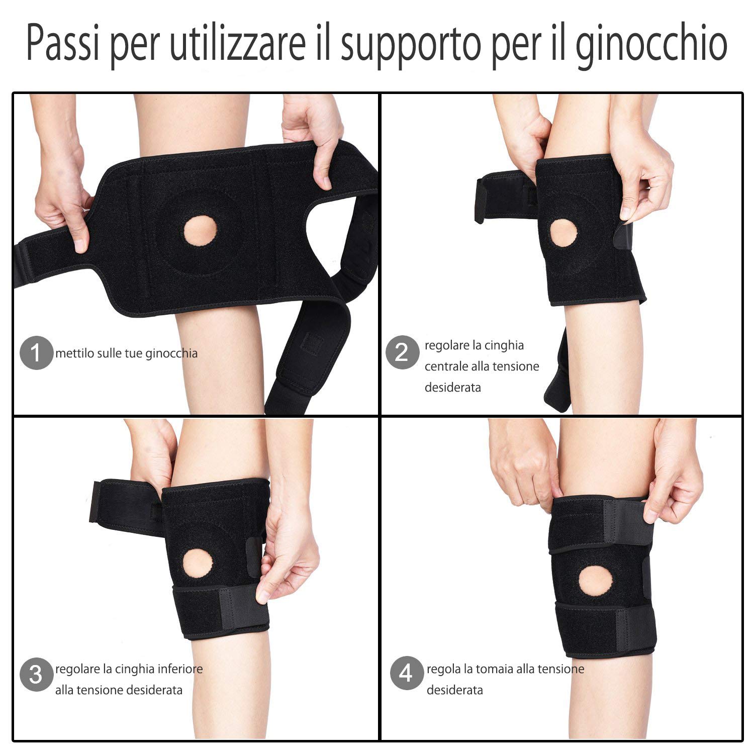 Supporto per rotula del ginocchio, doppia compressione, cinghia per la salvaguardia della rotula, per corridori o per la palestra, d¨¤ sollievo dal dolore al ginocchio, usato per la guarigione dalla