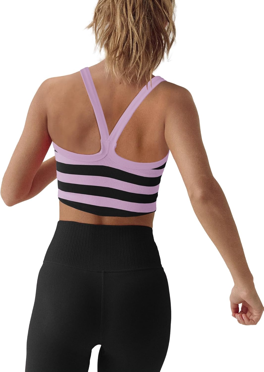 LAMISSCHE Womens Cropped Tank Tops Workout Sleeveless Striped Camisole Spaghetti Strap Athletic Gym Yoga Camis Top - Image 4