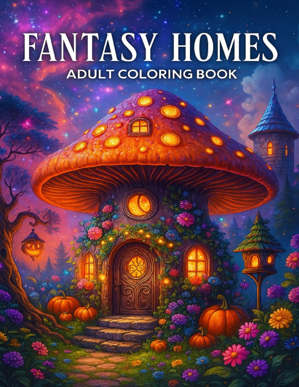 Fantasy Homes Coloring Book: Magical Mushroom Houses & Enchanted Treehouses for Adults | Whimsical Fantasy Illustrations to Color & Relax