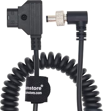 Locking DC 5.5 2.1 to D Tap Coiled Power Cable for Video Devices PIX-E7 PIX-E5 7 Touchscreen Display Hollyland Mars 400s Amaran 60X Coiled Cable, Angle Locking DC