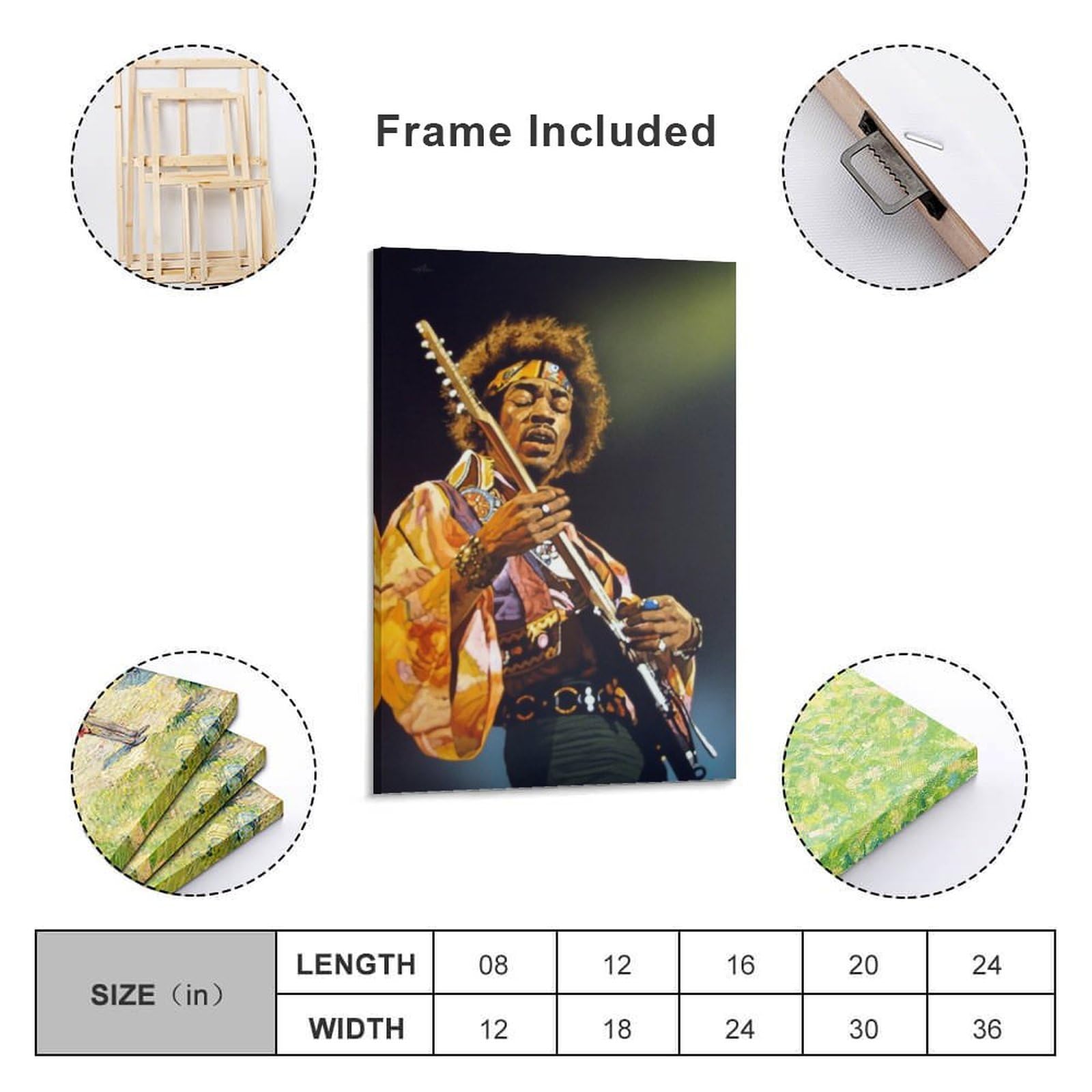 Amazon.co.jp: ジミヘンドリックスロック音楽アートパネルポスター