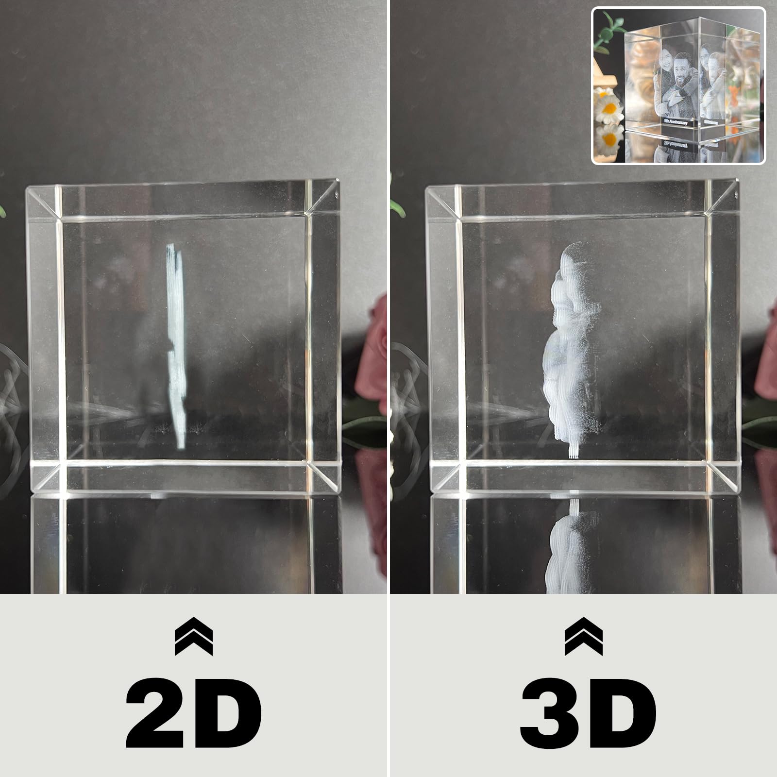 Foto in cristallo 3D personalizzata per lasciare momenti