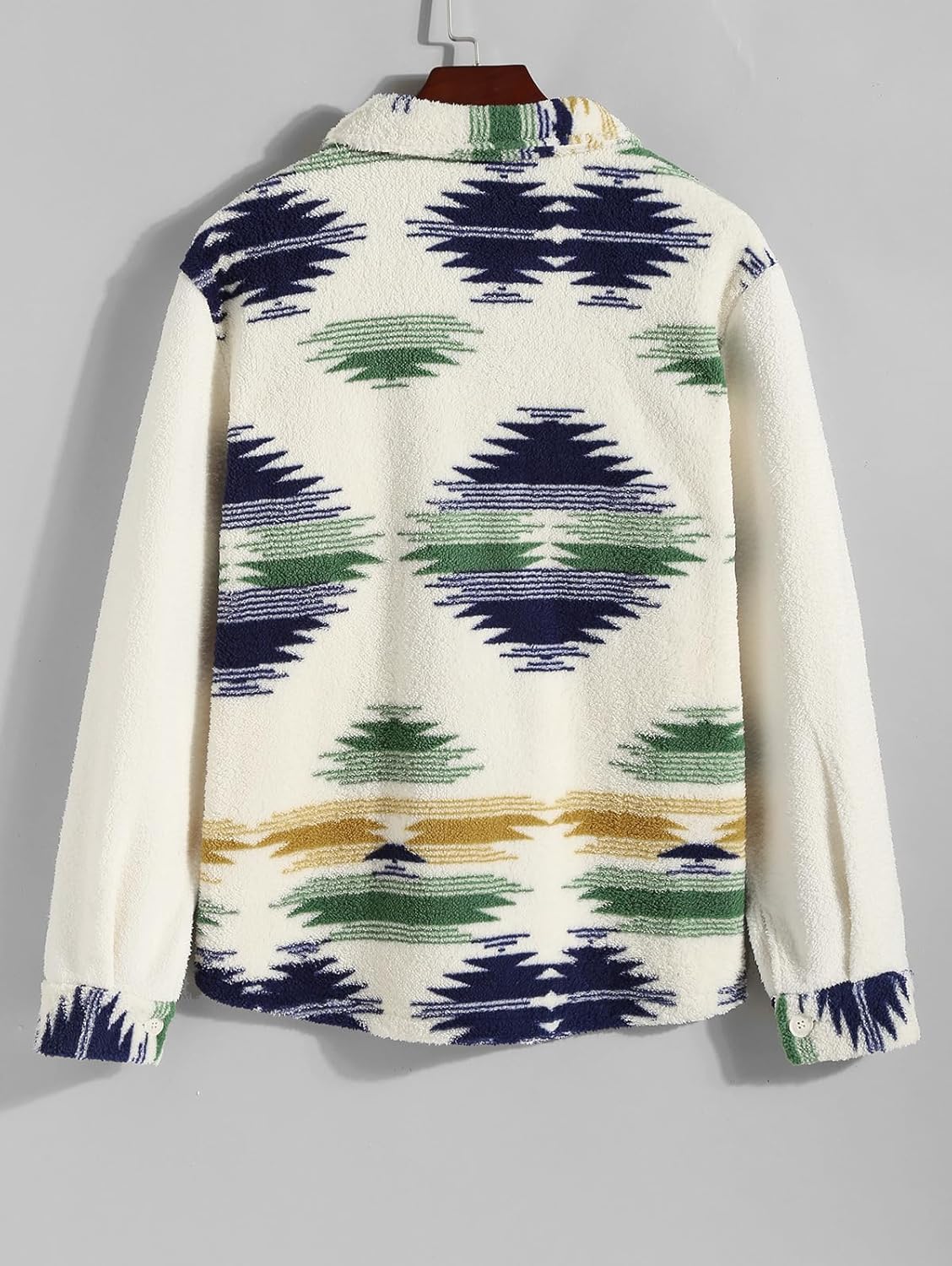 ZAFUL Men's Checked Plaid Color Block Flap Pocket Woolen Turn Down Collar Unisex Coat Long Sleeve Jacket - Image 3