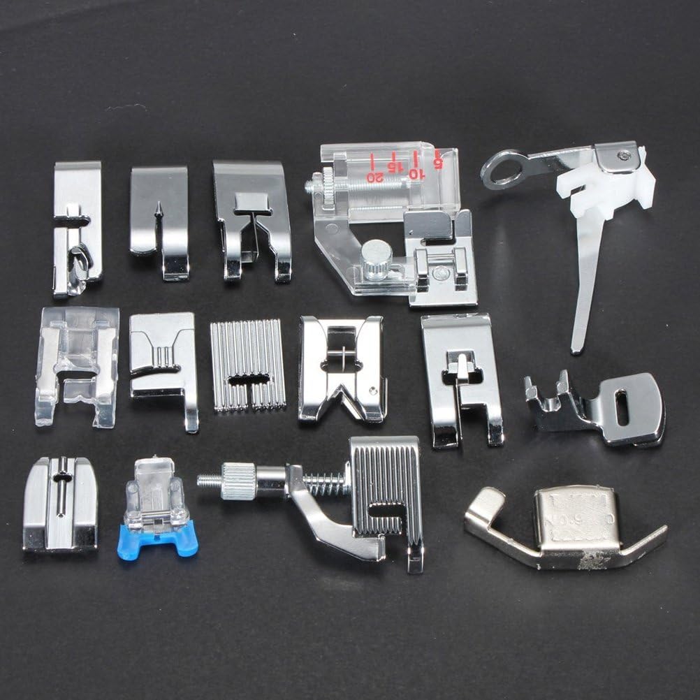Foxnovo 15pcs Multi-Functional Presser Foot Feet Tools Set for Most Domestic Sewing Machines