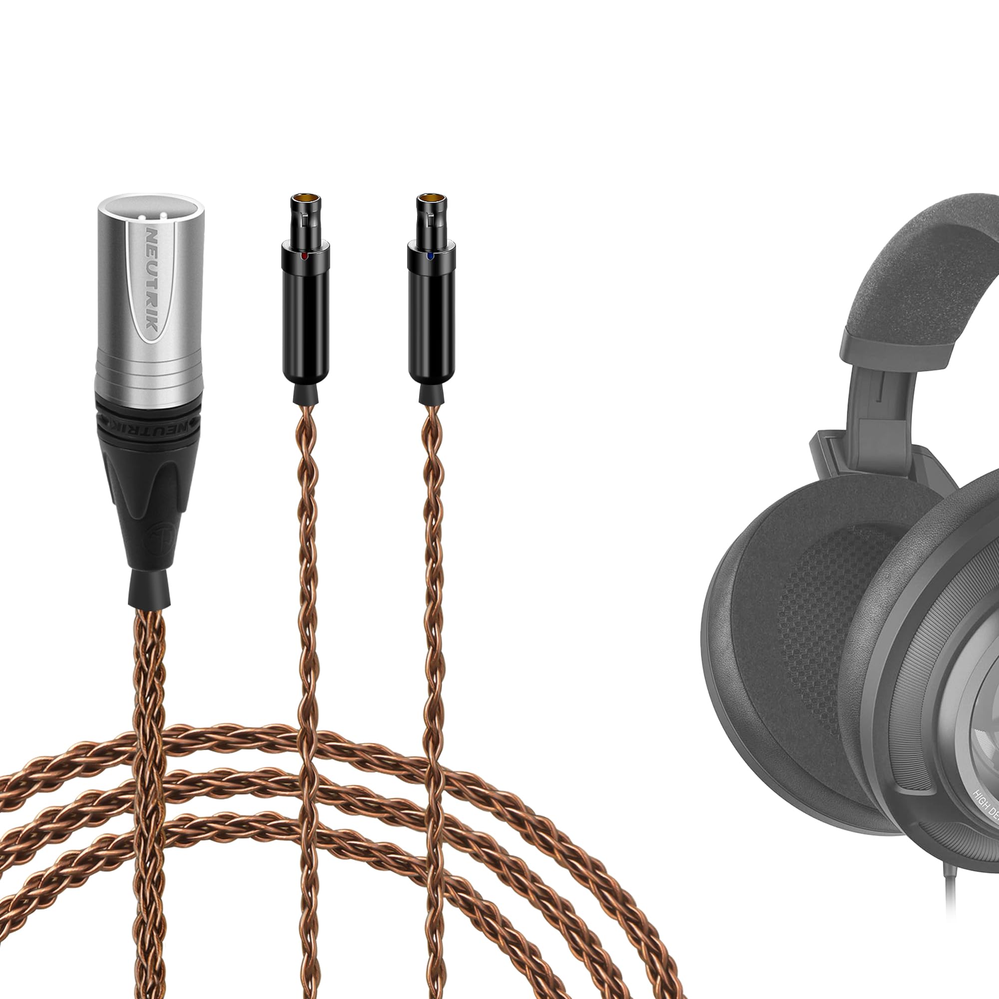 Geekria Apollo 6N OCC cavo di upgrade per cuffie, rame monocristallo a 8 trecce, da 4-pin XLR a serie HD800, compatibile con Sennheiser HD800S/HD800/HD820, connettore bilanciato Neutrik 1,5 m