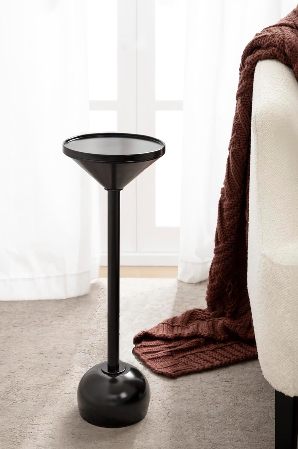 Kate and Laurel Frisk Modern Round Drink Table; 8 x 8 x 23; Black; Metal Martini Table with Pedestal Table Design for Use as Small Indoor Plant Stand or Outdoor Patio Accent Table