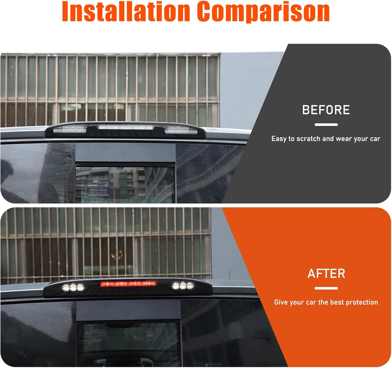 Car Rear Brake Light Cover Trim Compatible with Nissan Titan 2016-2024，Rear High Mounted Third Brake Light Third Brake Light Protection Cover Decorative Accessories