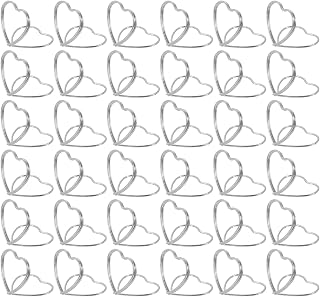 QUARKZMAN 36 Stück Herzform Tischkartenhalter 30 x 25 MM Kohlenstoffstahl Menükartenhalter Kartenhalter Kartenständer Bildhalter Mini Platzkartenhalter Für Hochzeiten Silber